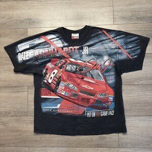 Vintage Dale Earnhardt Jr Shirt Mens L NASCAR Racing Graphic Game Face AOP